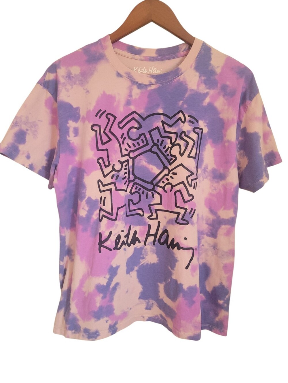 Keith Haring Circle of Friends Tie Dye Graphic T Shirt Small Y2K Streetwear